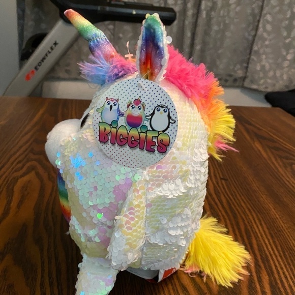 Fiesta white Sequin unicorn Rainbow Star Plush Toy NWT - Picture 5 of 16